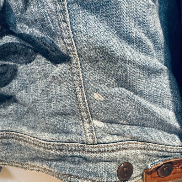 Pilcro Denim Jacket Floral Painted Jean Jacket Button Front Women's M - Picture 3 of 7